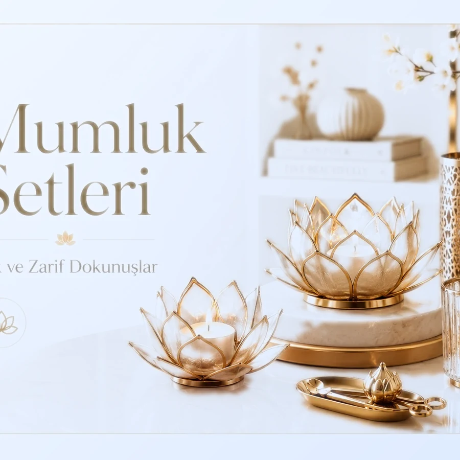 Gold Detaylı Dekoratif Tepsi Seti